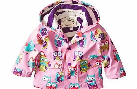 Hatley Baby Girls Infant Party Owls Raincoat, Pink, 12-18 Months
