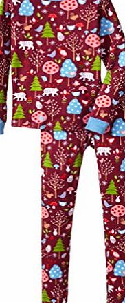Hatley Girls OVL Forest Animals Pyjama Set, Red, 3 Years