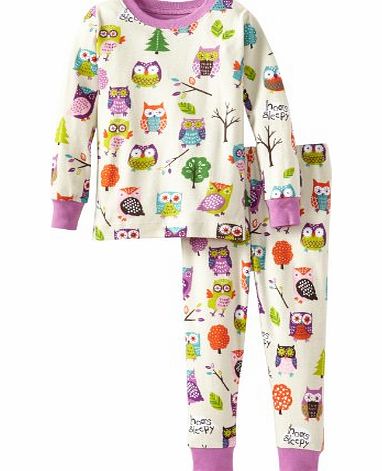 Hatley Girls OVL Party Owls Pyjama Set, Off-White, 3 Years