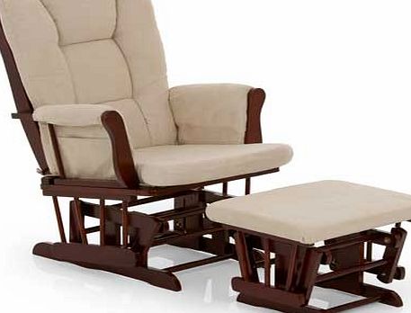 Hauck Glider Chair and Footstool - Walnut and