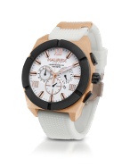 Haurex Challenger White - Gold Plated and Rubber Chronograph Watch