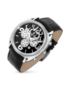Flame - Men` Black Leather Band Chronograph Watch