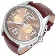 Haurex Sinuoso Stainless Steel and Walnut Leather Chronograph Watch