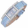 Haurex Swarovski Crystal Light Blue Leather Watch