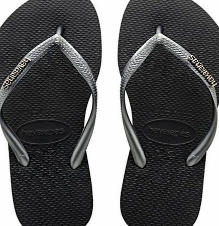 Havaianas Slim Logo Metallic, Womens Flip Flop, Black (Black/Graphite 1164), 3.5 UK (37/38 EU)