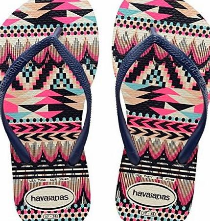 Havaianas Slim Tribal, Womens Flip Flop, Multicolor (White/Navy Blue 0052), 3.5 UK (37/38 EU)