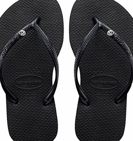 Havaianas Womens Slim Crystal Glamour Flip Flops - Black (Black 0090), 6/7 UK (41/42 EU)