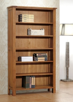 Oak Tall Bookcase with 5 Shelves - Dark