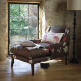 haven Chaise Longue - Harlequin Linen Biscuit - White leg stain