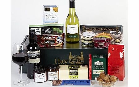 Hay Hampers Kempton Hamper in gift box - Food and wine gift hamper with red and white wine with special food treats. Includes Mainland Next Working Day Delivery