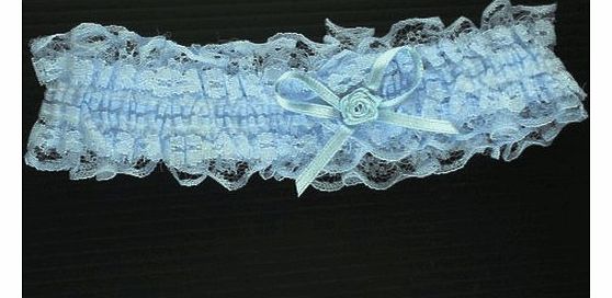 HBS Ltd Blue Bridal Garter with Lace and Bow Wedding Keepsake