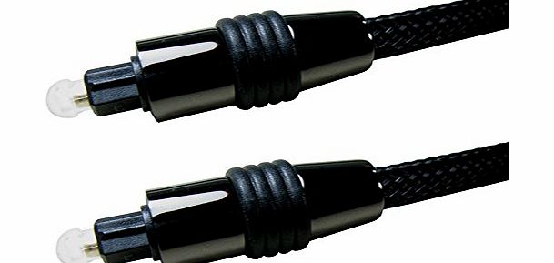 HCL 1.5m (150cm) Fibre Optic Cable Premium Quality High Performance Large 6mm Diameter Braided Optical Toslink Plug to Plug Digital S/PDIF Audio Lead best and suitable for Sound Bars DTS Dolby Digital