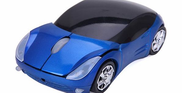 Champion Racer Royal Blue Sports Car w/ Chrome Rims and White LED Lights Wireless Optical Mouse