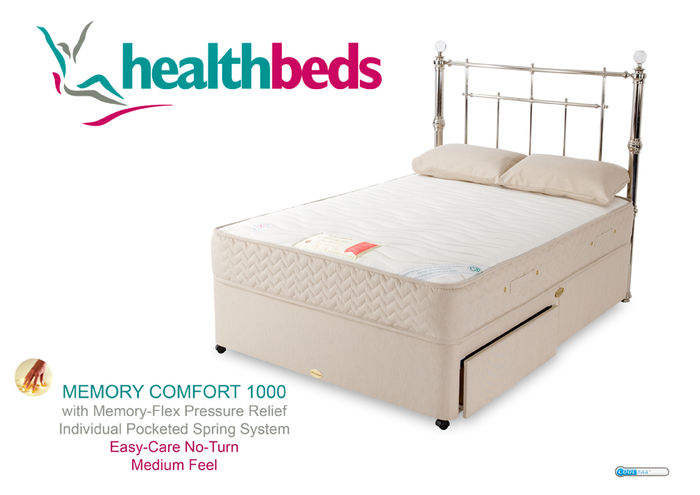 Memory Comfort 1000 2ft 6 Small Single Divan Bed