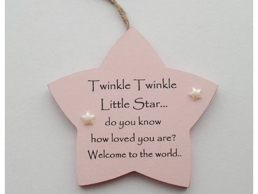 Twinkle Twinkle Baby Girl New Birth Wooden Keepsake Plaque