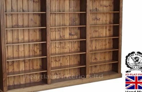 Solid Pine Bookcase, 6ft x 7ft 6`` Handcrafted & Waxed Adjustable Storage Display Library Shelving Unit, Bookshelves. Choice of Colours (BBK04)