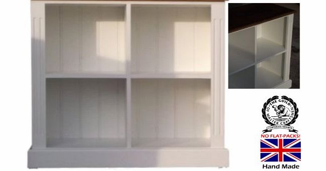 Heartland Pine Solid Wood Bookcase, White Painted & Waxed Handcrafted LP Vinyl Record Display Shelving Unit. No