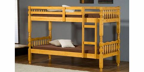 Heartlands Furnitures Milano Single 30 Ft Pine Bunk Bed (With 2 Single oxford Mattresses)