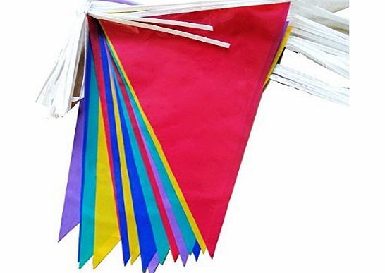 Heaton party Multi Coloured PVC Plastic Bunting Banner 10 Metre Long 20 Flags Pennant Double Sided Indoor 