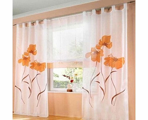 Hee Grand Beatuiful Flower Printed Handmade Curtains 150*145cm Orange