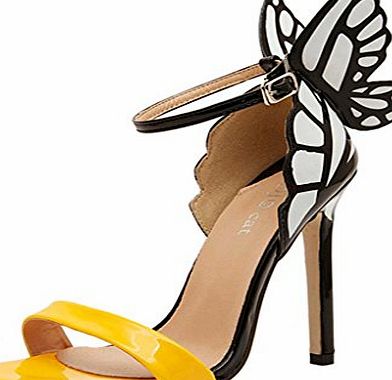 Hee Grand Women Butterfly High Heel Sandals UK 5 Yellow