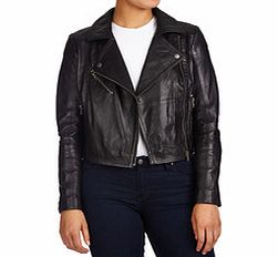 Black leather bomber style jacket