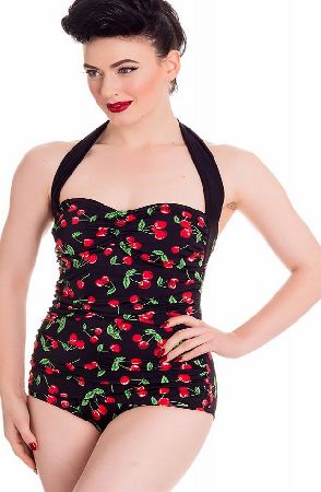 Hell Bunny Cherry Pop 50s Swimsuit - Size: XS 9001