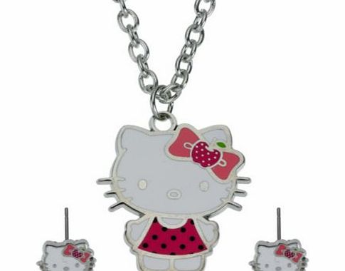 Hello Kitty Apple Pendant and Earrings Set