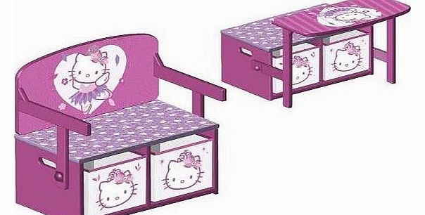 Hello Kitty Convertible Bench Desk with Storage