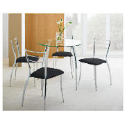 Round Dining Table & 4 Chairs, Black