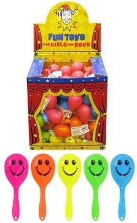 12 x mini smiley maracas- Great party bag fillers