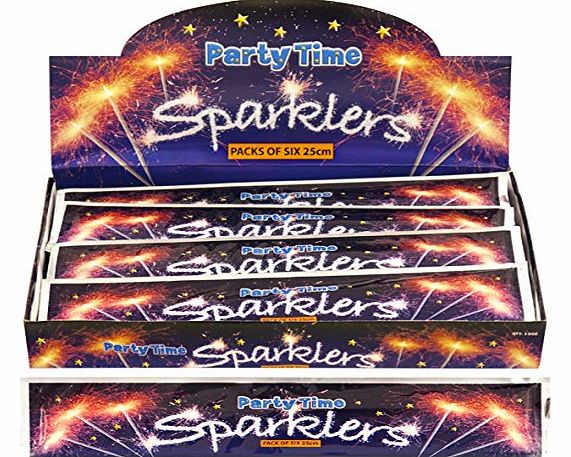 Henbrandt 25cm Hand Held Sparklers (6 Pack) Party Time - Ideal for Bon Fire Night
