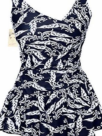 HENGJIA Womens Plus Size Printed Swimdress One Piece V-Neck Tummy Control Swimwear