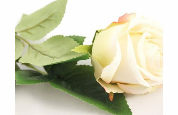 Hengsong Rose Flower Artificial Stem Real Touch Stunning Party Wedding Birthday Decor 3Colors (White)