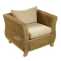 Armchair with Chenille Cushions Natural