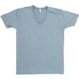 American Apparel - Fine Jersey Short Sleeve V-Neck, Light Blue, M