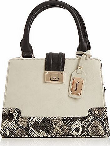 Henley Womens Maya Top-Handle Bag, Grey/Black/Snake