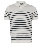 Duke Cream and Navy Knitted Polo Shirt