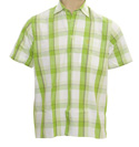 Green and White Check Short Sleeve Shirt