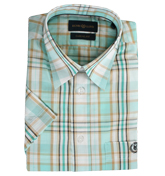 Green Check Short Sleeve Casual Shirt
