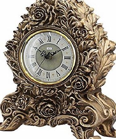 HENSE Retro Vintage European Style Decorative Grandfather Clock Polyresin Modern Mantel Shelf Tabletop Desk Quartz Clocks HD17 (Silver)