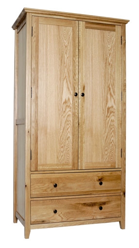 hereford Rustic Oak Double Gents Wardrobe with 2