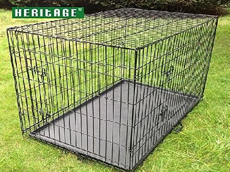 HERITAGE PET PRODUCTS HERITAGE DOG PUPPY CAGE FOLDING 2 DOOR CRATE BLACK S M L XL 24`` 30`` 36`` 42`` (30`` Medium)