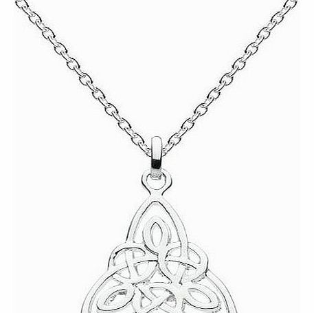 Womens Silver Plated Celtic Triangular Knots Necklace SP92809HP, 18``