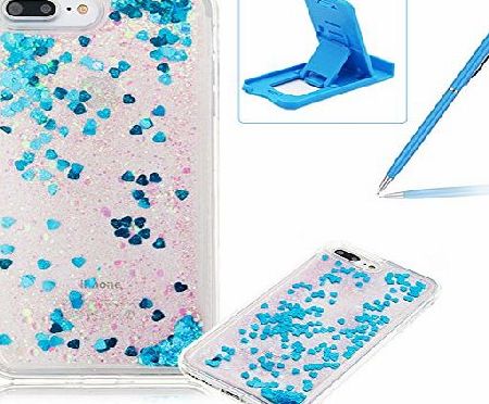 Herzzer iPhone 7 Plus 5.5`` Liquid Case,iPhone 7 Plus 5.5`` TPU Silicone Clear Case,Herzzer Creative Luxury Design Flowing Liquid Quicksand Floating Bling Glitter Sparkle Stars Love Hearts Triangle Sequin Anti 
