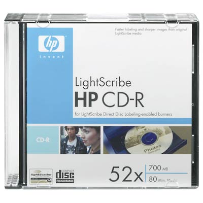 HP CD-R 52x Lightscribe in packs of 5 slim jewel
