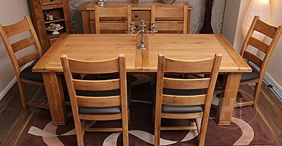 Solid Oak Extending Dining Table and 6 Padded Oak Chairs | Danube Dining Furniture MBDan007
