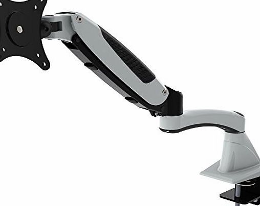 HFTEK GM112F Monitor TV Holder Table Stand Desk Mount Bracket with Gas Spring Arm for TFT LCD LED screen monitor 15 - 27 inches with VESA 75/100 (White)