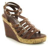 Platino `Bethan` Ladies Gladiator Style Wedge Sandals - Tan - 6 UK