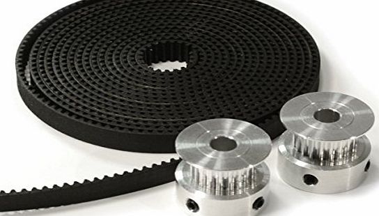 HICTOP 3D Printer 2pcs Aluminum GT2 20T Timing Pulleys and 2 meters 6mm Belt for CNC Reprap Prusa i3